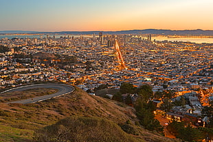 aerial photography of cityscape during dawn, san francisco HD wallpaper