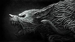 wolf illustration, fantasy art, wolf, digital art, creature HD wallpaper