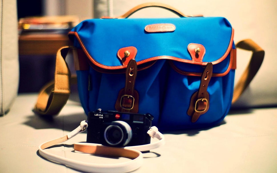 black DSLR camera HD wallpaper