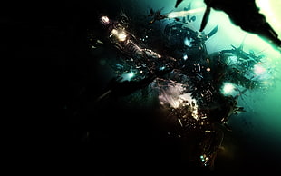 broken black spaceship digital wallpaper