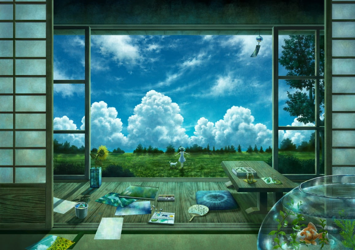 Classic Japanese house painting, anime, landscape HD wallpaper | Wallpaper  Flare