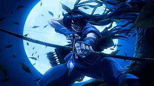 black haired man holding bow illustration, Drifters, anime