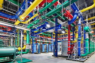 blue, green, and yellow plastic toy, Google, data center, colorful HD wallpaper