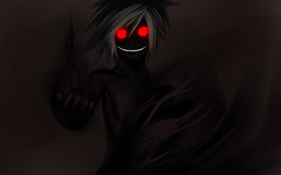 man shadow with red eyes illustration, manga HD wallpaper