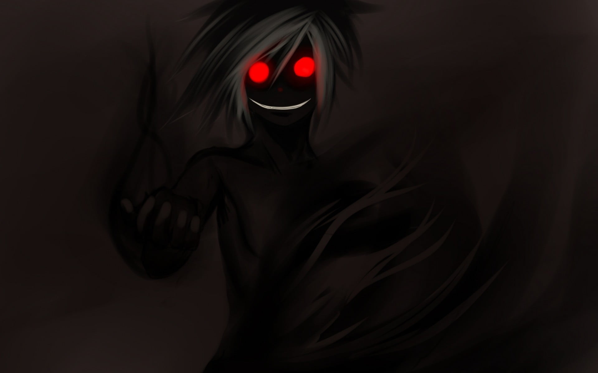 man shadow with red eyes illustration, manga