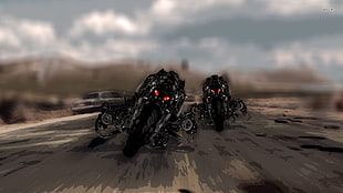 two black motorcycles digital artwork, Terminator, movies, anime