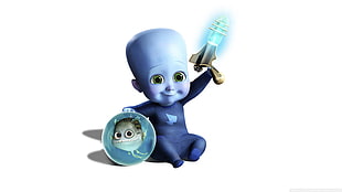 baby alien holding pistol illustration, Megamind, movies, animated movies