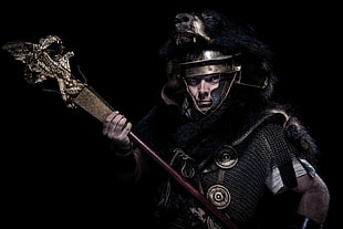 profile of man game cover, warrior, soldier, artwork, Roman HD wallpaper