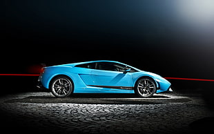 blue coupe, car, luxury cars, blue cars, Lamborghini HD wallpaper
