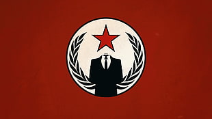 black and red star and suit logo, Anonymous, socialism, communism HD wallpaper