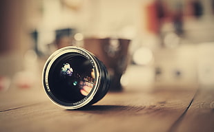 black fish-eye camera lens
