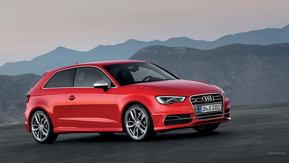 red Audi 3-door hatchback, Audi S3, car, red cars HD wallpaper