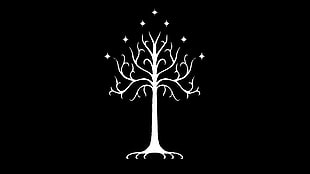 white tree of life illustration, movies, The Lord of the Rings, minimalism, simple background