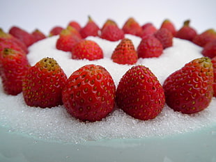 strawberries fruit on crushed ice