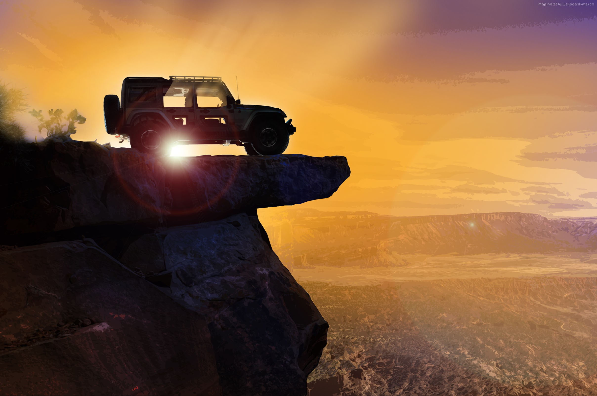 Silhouette photo of Jeep Wrangler near