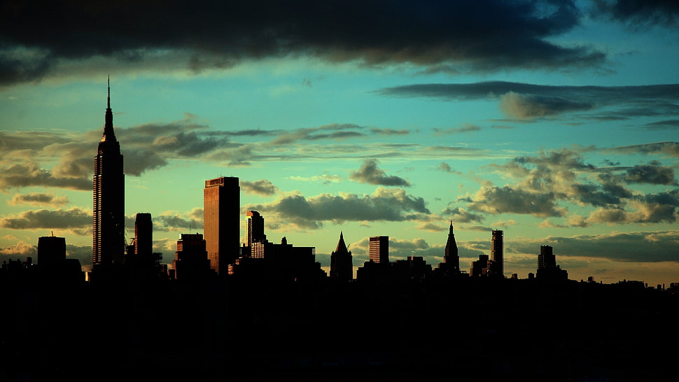 silhouette photo of New York City HD wallpaper