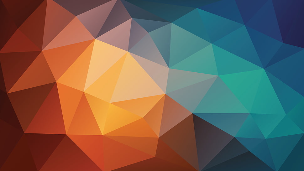 orange, blue, and green hexagonal wallpaper, pattern HD wallpaper