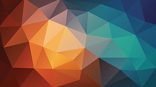 orange, blue, and green hexagonal wallpaper, pattern