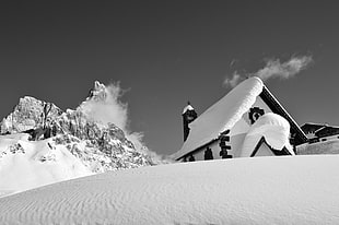 snowy mountain, mountains, snow, monochrome, Cimon della Pala HD wallpaper