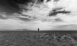 person's silhouette, Man, Field, Sky