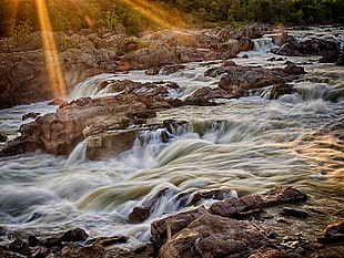 time lapse photography of water continuously flow on river HD wallpaper