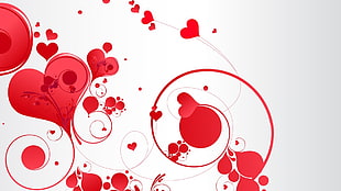 red and white heart wallpaper, love, abstract, heart, white