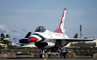 white and red fighter jet, aircraft, military, airplane, war