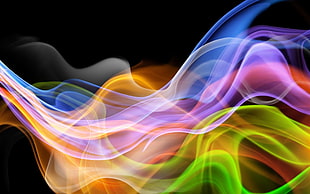 multicolored smoke digital wallpaper, abstract, colorful, digital art, shapes HD wallpaper