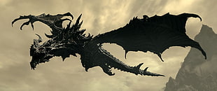 black wyvern, video games, The Elder Scrolls V: Skyrim, dragon, Alduin