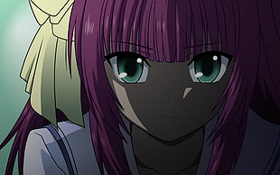 pink hair with green eyes female anime character