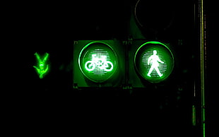 green pedestrian light, lights HD wallpaper