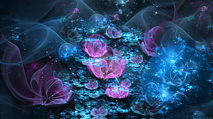 pink and purple flower bouquet, abstract, fractal HD wallpaper