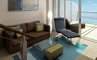 brown sofa chair beside black chaise lounge chair HD wallpaper
