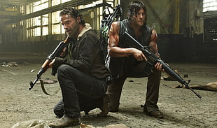 men's black jacket, The Walking Dead, Daryl Dixon, Maggie Greene, Rick Grimes HD wallpaper