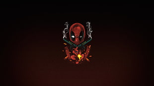 Deadpool artwork, Deadpool, Merc with a mouth, simple background, minimalism
