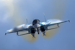 gray aircraft, Sukhoi Su-34, military aircraft, aircraft, vehicle HD wallpaper