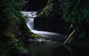 time lapse photography of waterfall HD wallpaper