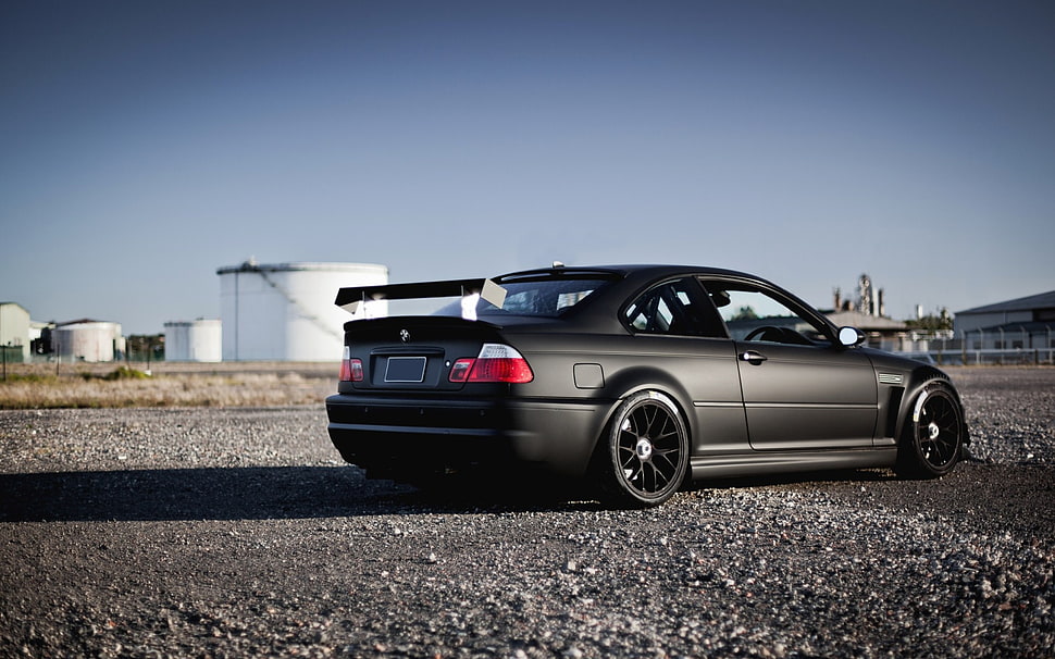 black BMW coupe, BMW, E-46, car, black cars HD wallpaper