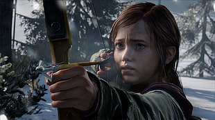 woman holding bow video game screenshot