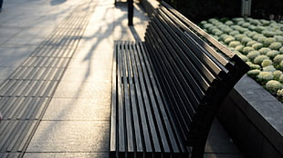 black wooden pallet bench, street