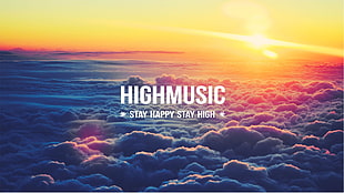 cloud with highmusic text overlay, Highmusic , clouds, happy