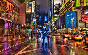 Iron Man illustration, Iron Man, New York City, Times Square, Marvel Comics