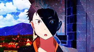 male anime character illustration, Re:Zero Kara Hajimeru Isekai Seikatsu, anime, Subaru