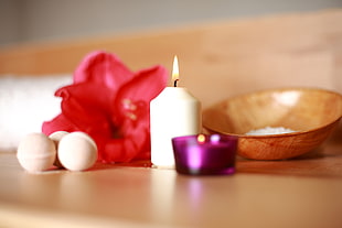 white candle lighted on HD wallpaper