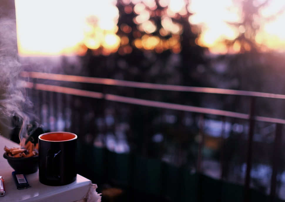 black ceramic mug HD wallpaper