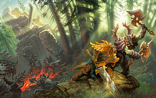 illustration of character battle HD wallpaper