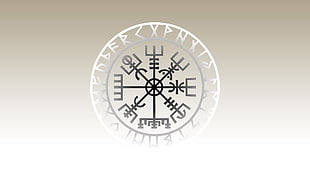 round white and black symbol, Vegvísir, Vikings HD wallpaper