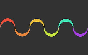 red, orange, yellow, purple, and teal wave logo