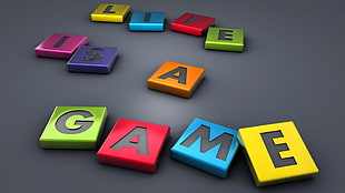 life is a game cubes, minimalism, digital art, simple background, colorful