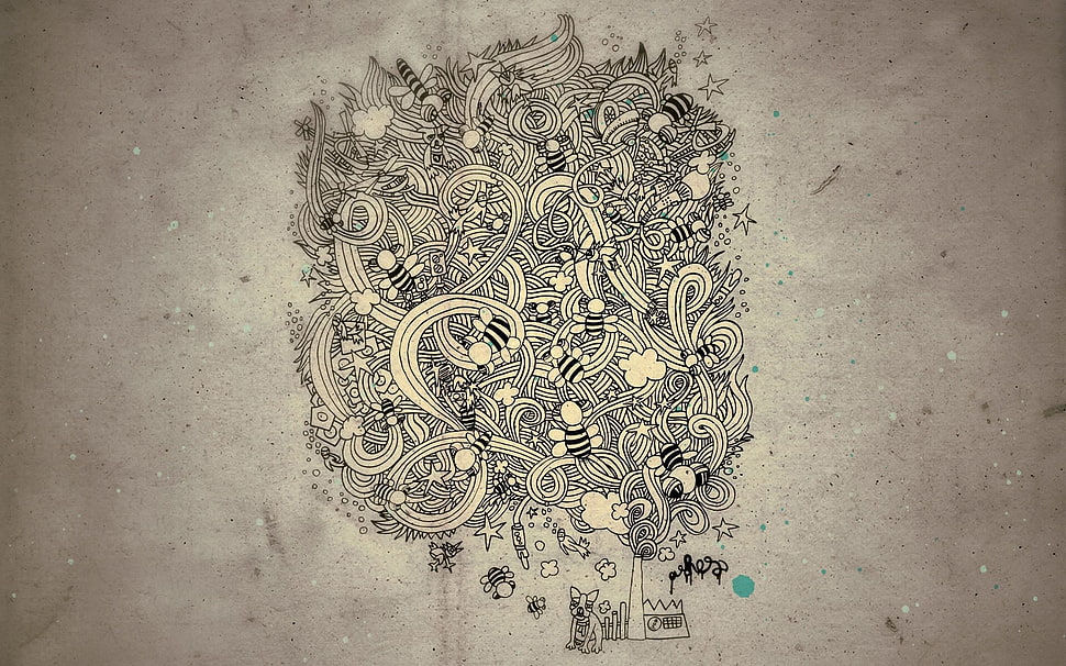 black and white clipart HD wallpaper